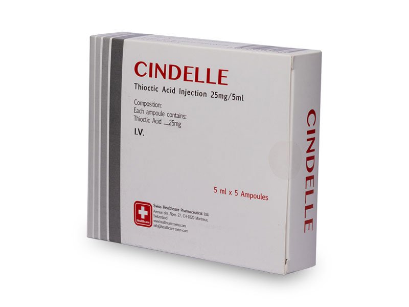 Vista de Caja de Cindelle, Ácido Alfalipóico, Ácido Tiótico, Swiss Healthcare Pharmaceutical