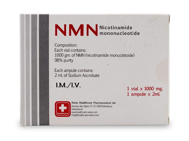 Vista frontal de Caja de NMN, Mononucleotido de Nicotinamida, Swiss Healthcare Pharmaceutical